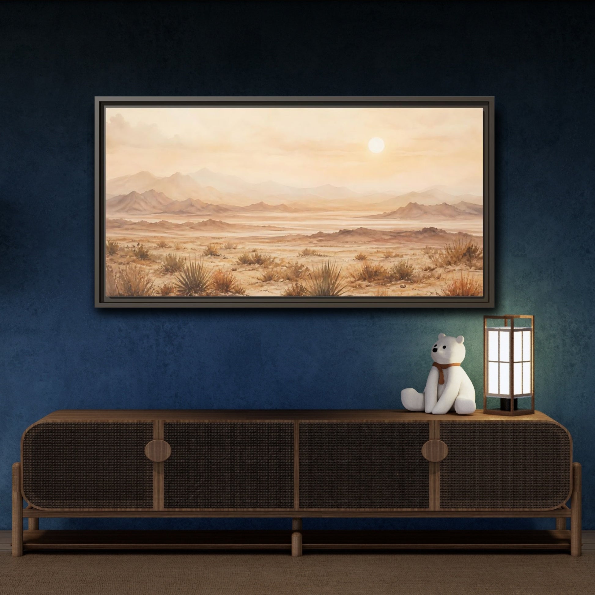Mockup 4. Nature Desert Landscape Desert Sunset shown as stretched canvas wall art