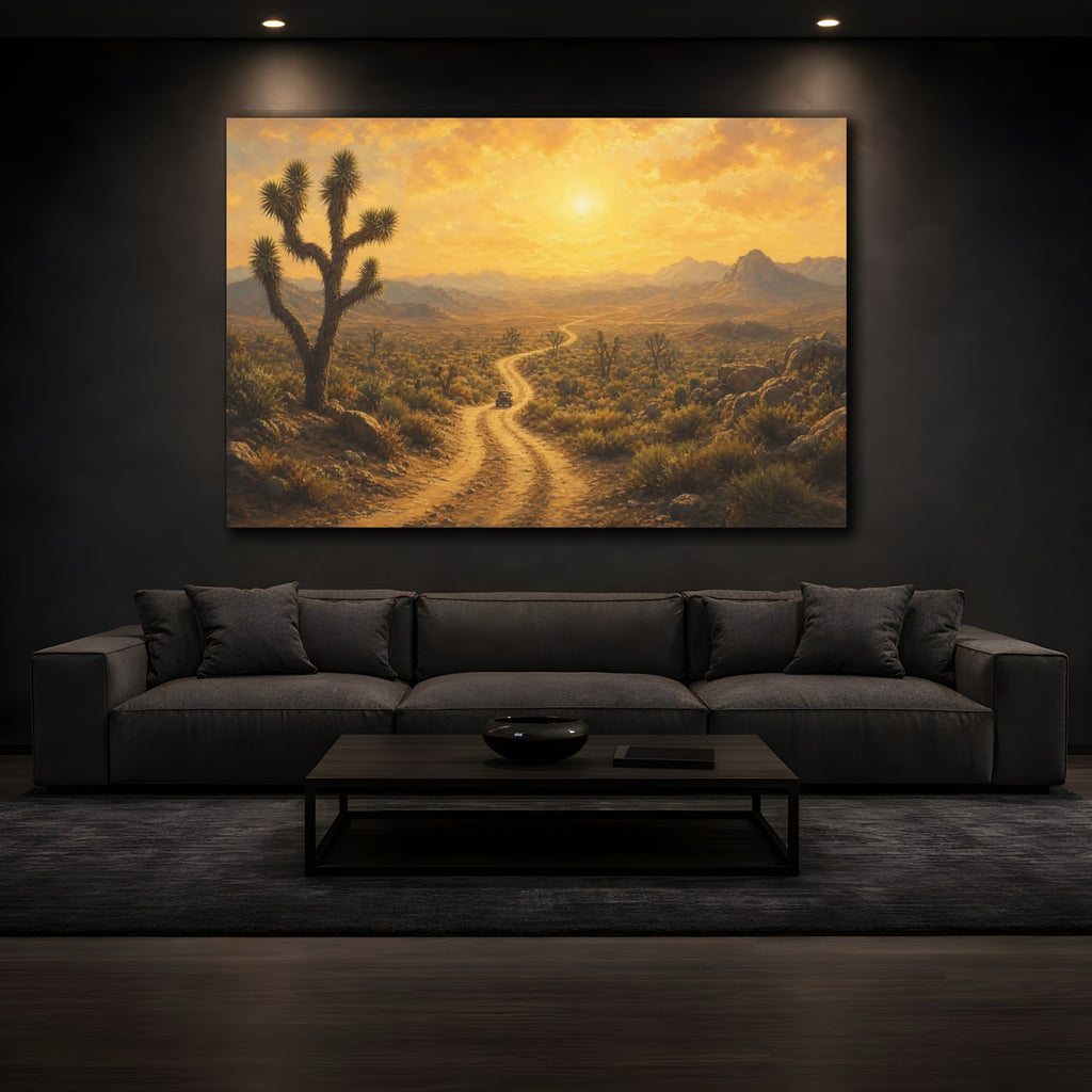 Mockup 3. Nature Desert Landscape Golden Desert shown as stretched canvas wall art