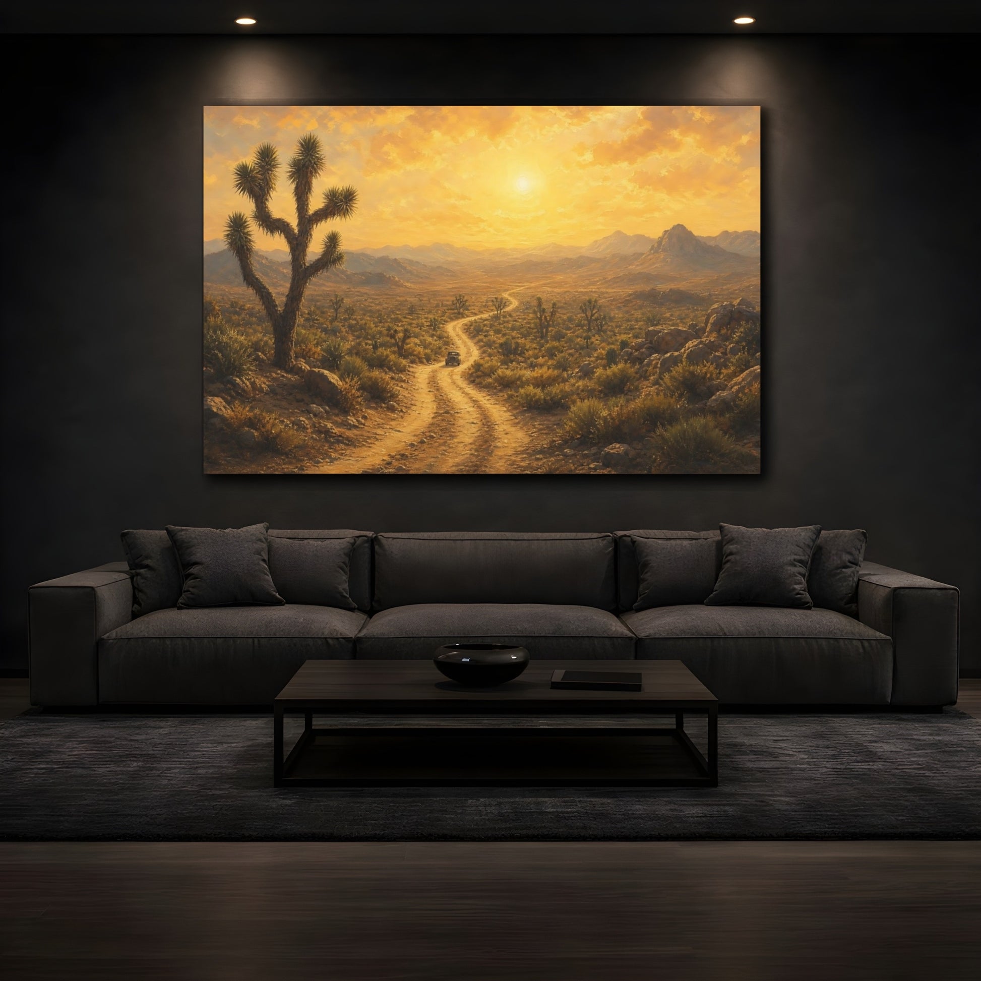 Mockup 3. Nature Desert Landscape Golden Desert shown as stretched canvas wall art