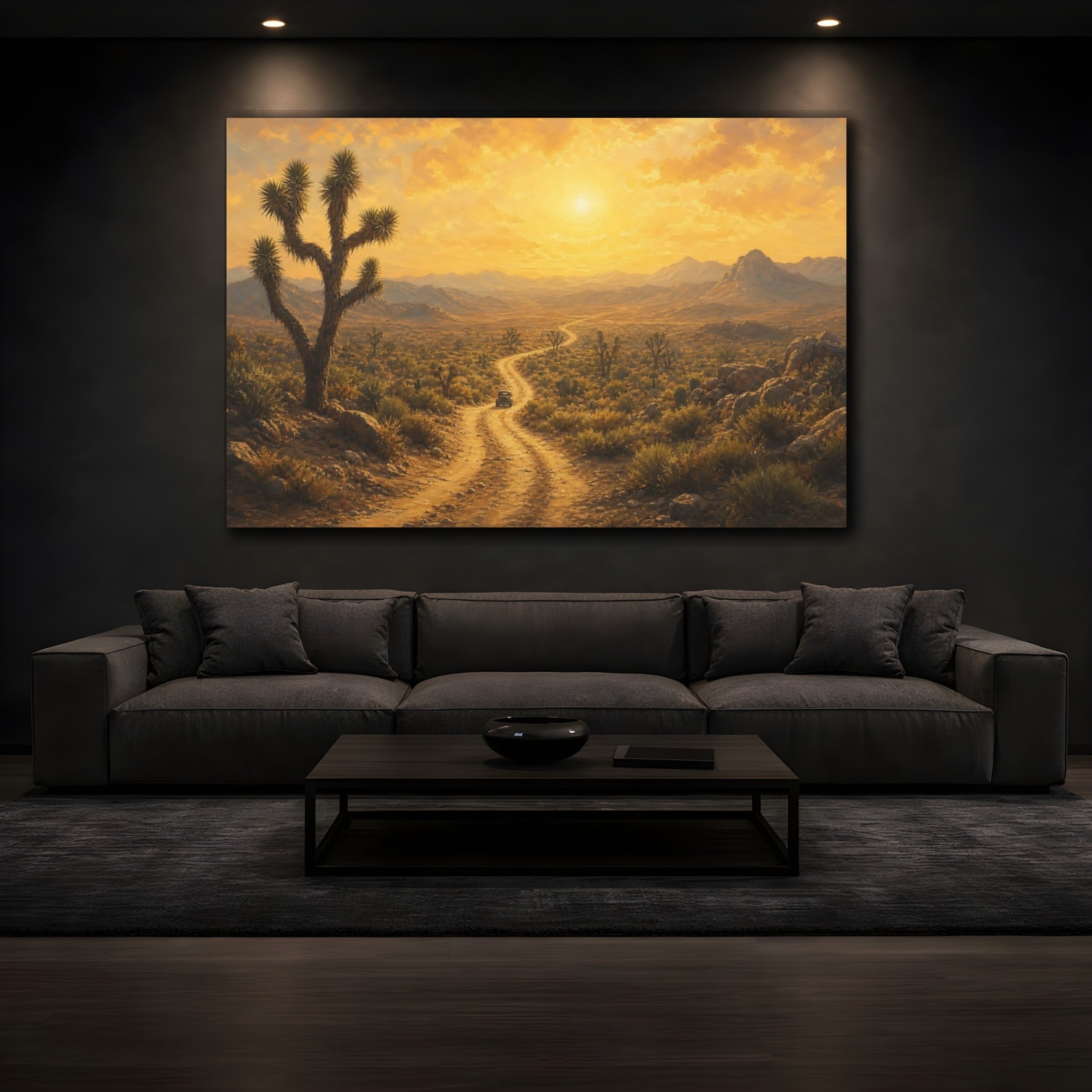 Mockup 3. Nature Desert Landscape Golden Desert shown as stretched canvas wall art
