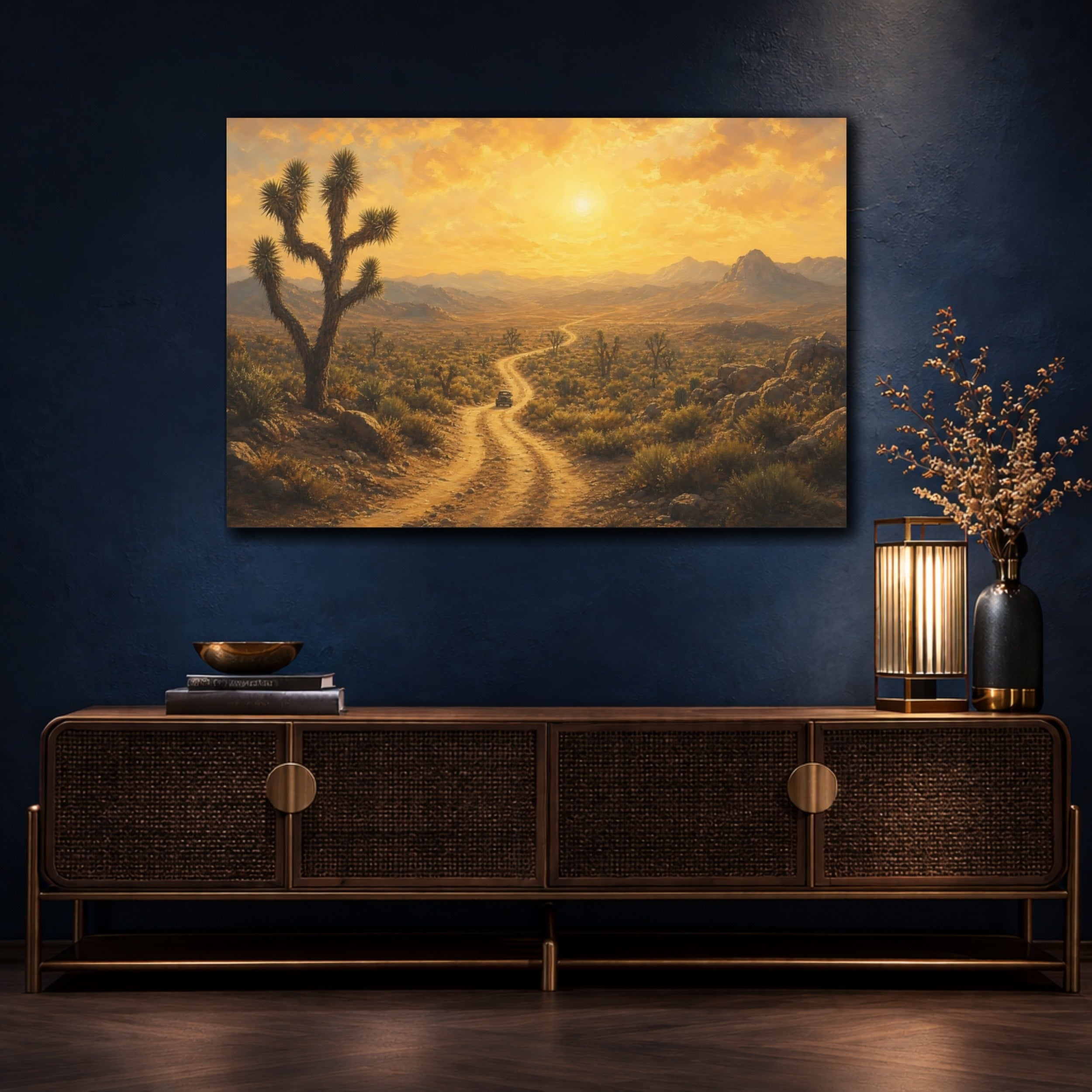 Mockup 4. Nature Desert Landscape Golden Desert shown as stretched canvas wall art