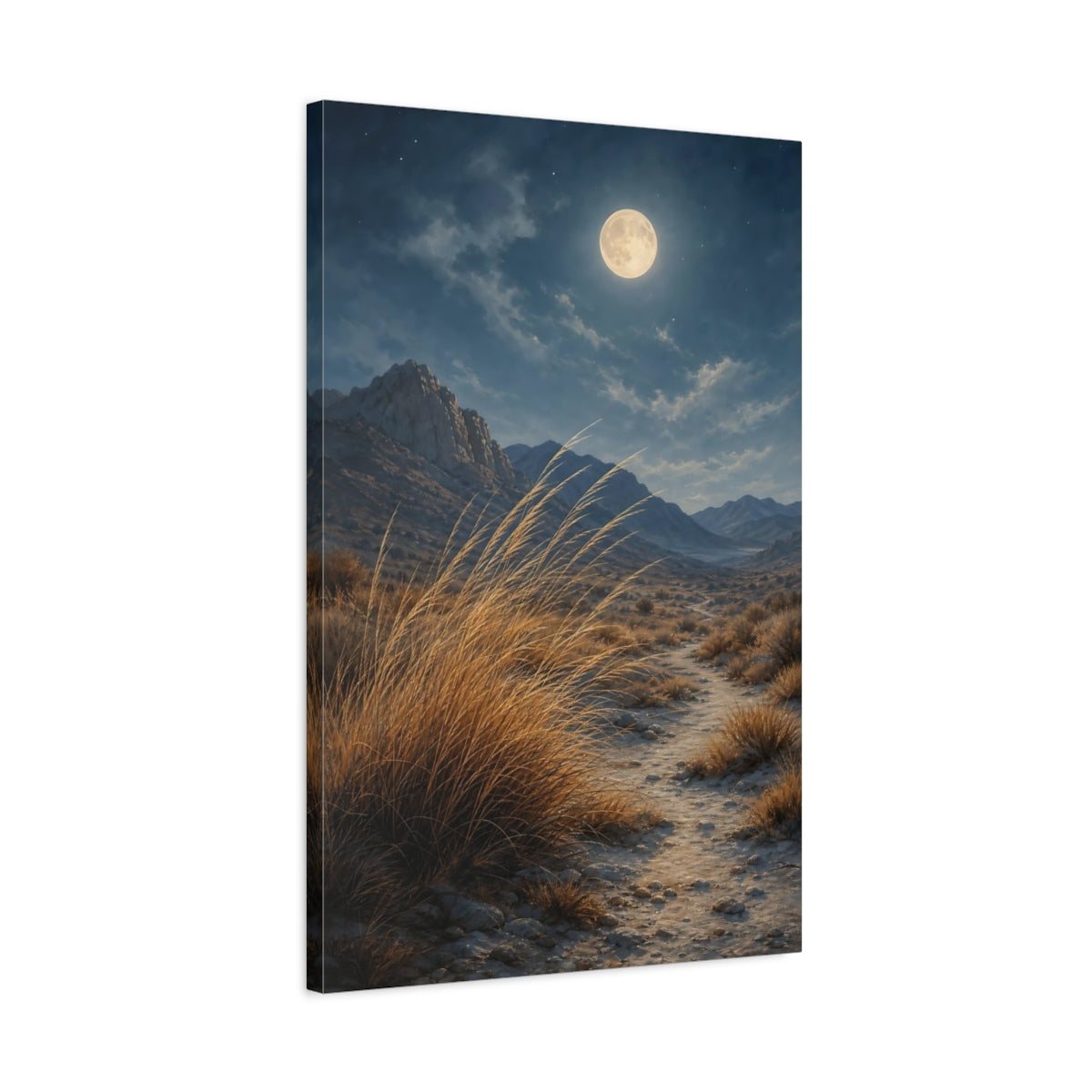 Side Mockup 2. Nature Desert Landscape Moonlit Desert shown as stretched canvas wall art