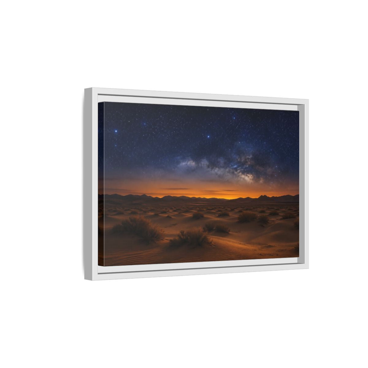 Side Mockup 4. Nature Desert Landscape Orange And Blue shown as stretched canvas wall art