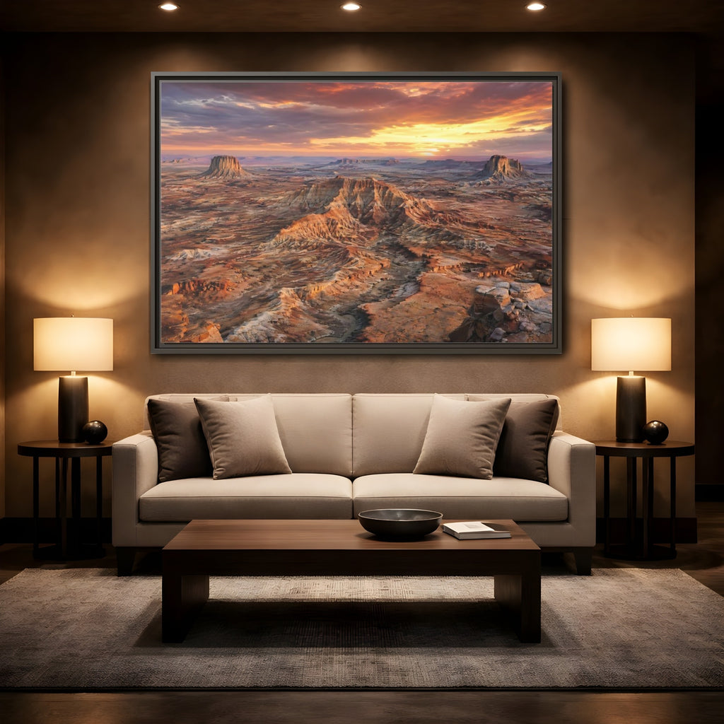 Mockup 2. Nature Desert Landscape Orange Brown Desert shown as stretched canvas wall art