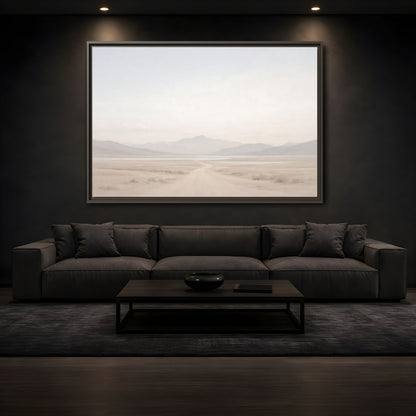 Mockup 3. Nature Desert Landscape Pale Desert Mountains shown as stretched canvas wall art