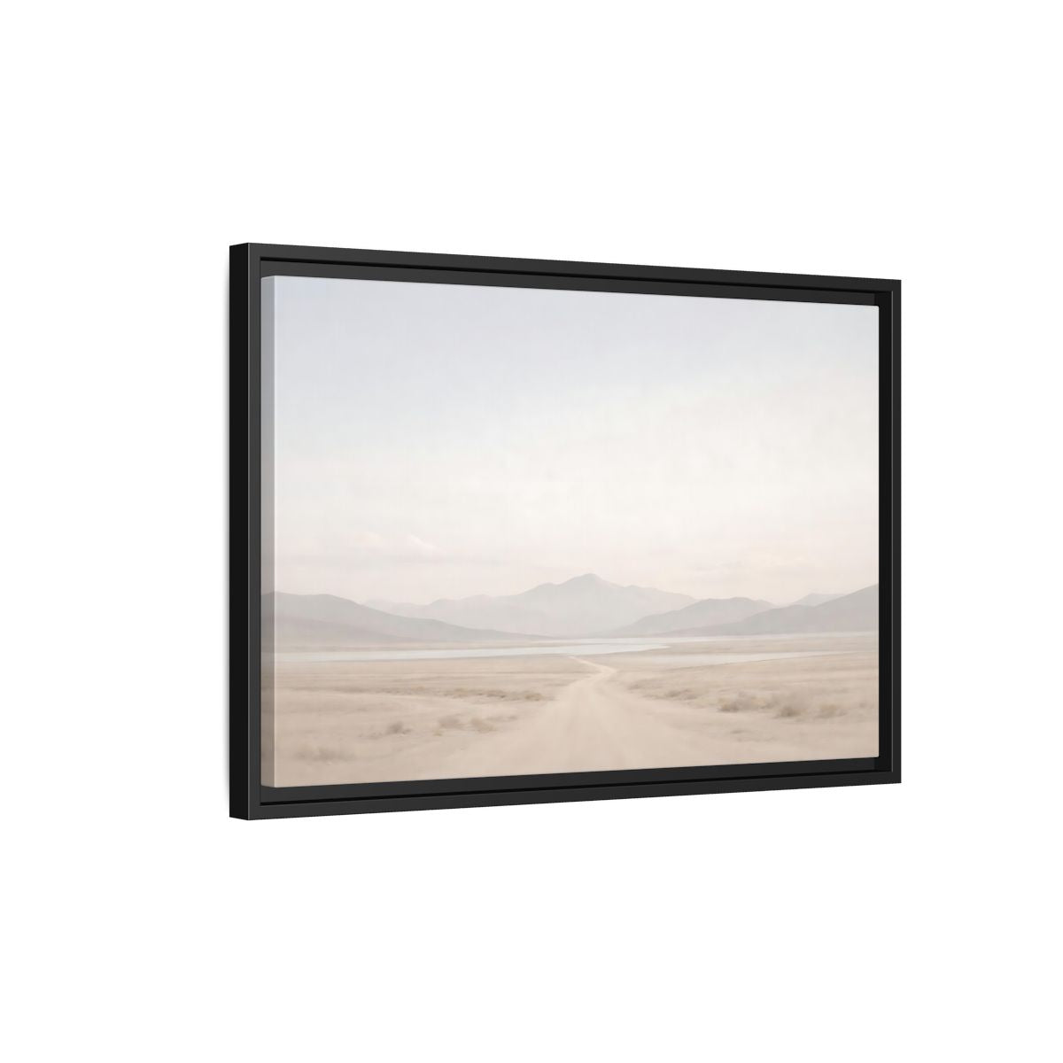 Side Mockup 3. Nature Desert Landscape Pale Desert Mountains shown as stretched canvas wall art