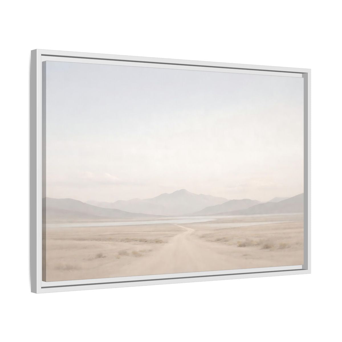 Side Mockup 10. Nature Desert Landscape Pale Desert Mountains shown as stretched canvas wall art