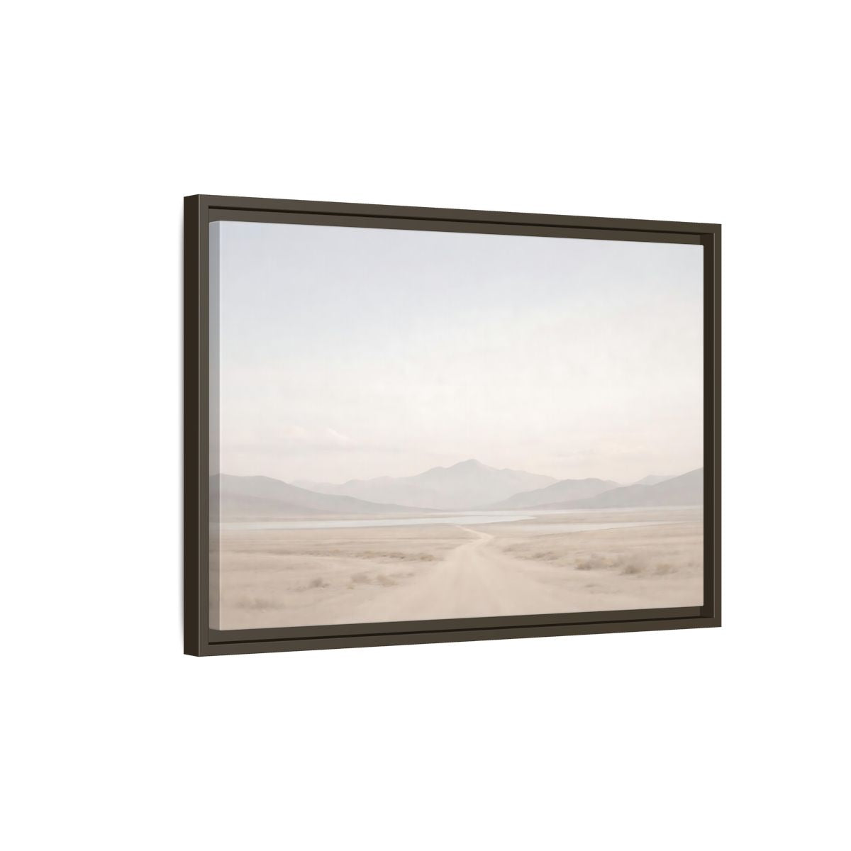 Side Mockup 2. Nature Desert Landscape Pale Desert Mountains shown as stretched canvas wall art