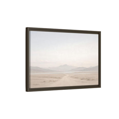 Side Mockup 2. Nature Desert Landscape Pale Desert Mountains shown as stretched canvas wall art