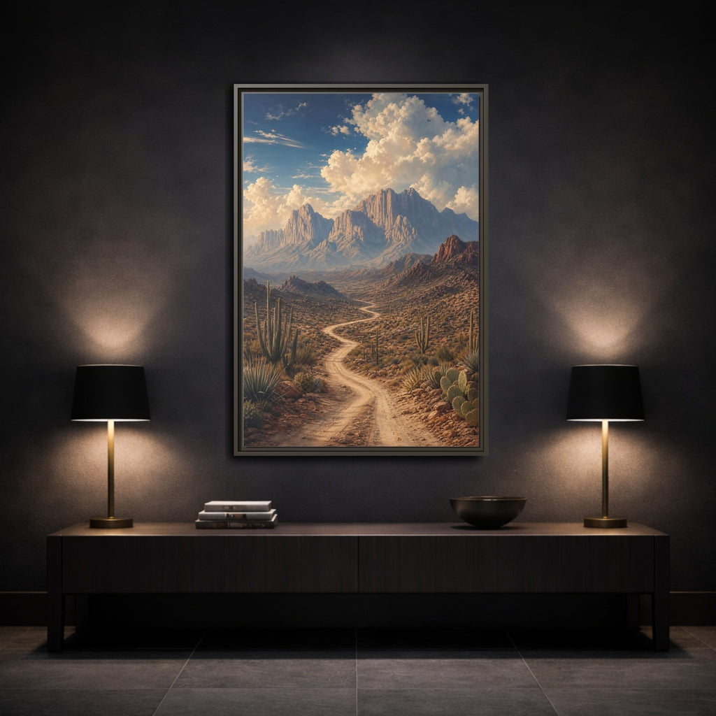 Mockup 3. Nature Desert Landscape Southwestern Desert shown as stretched canvas wall art
