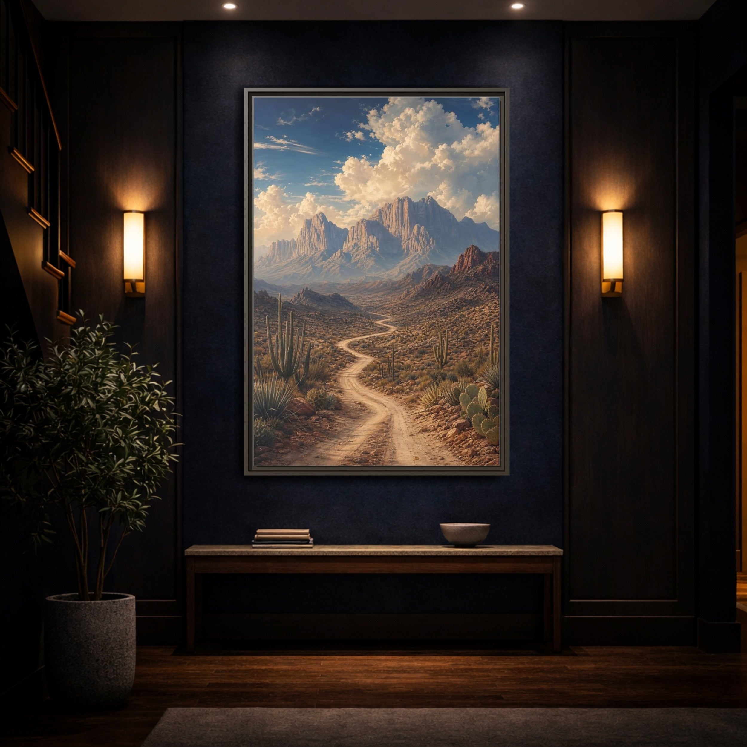 Mockup 4. Nature Desert Landscape Southwestern Desert shown as stretched canvas wall art