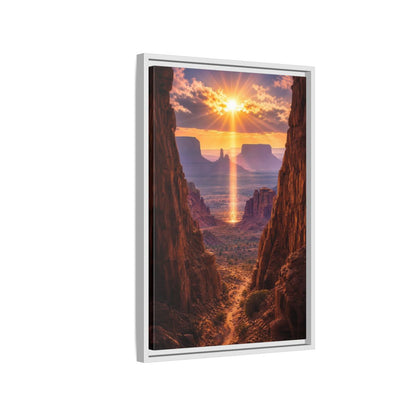 Side Mockup 1. Nature Desert Landscape Desert Sunset Canyon shown as stretched canvas wall art