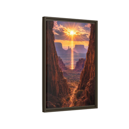 Side Mockup 2. Nature Desert Landscape Desert Sunset Canyon shown as stretched canvas wall art