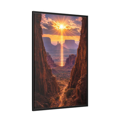 Side Mockup 12. Nature Desert Landscape Desert Sunset Canyon shown as stretched canvas wall art
