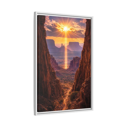Side Mockup 10. Nature Desert Landscape Desert Sunset Canyon shown as stretched canvas wall art