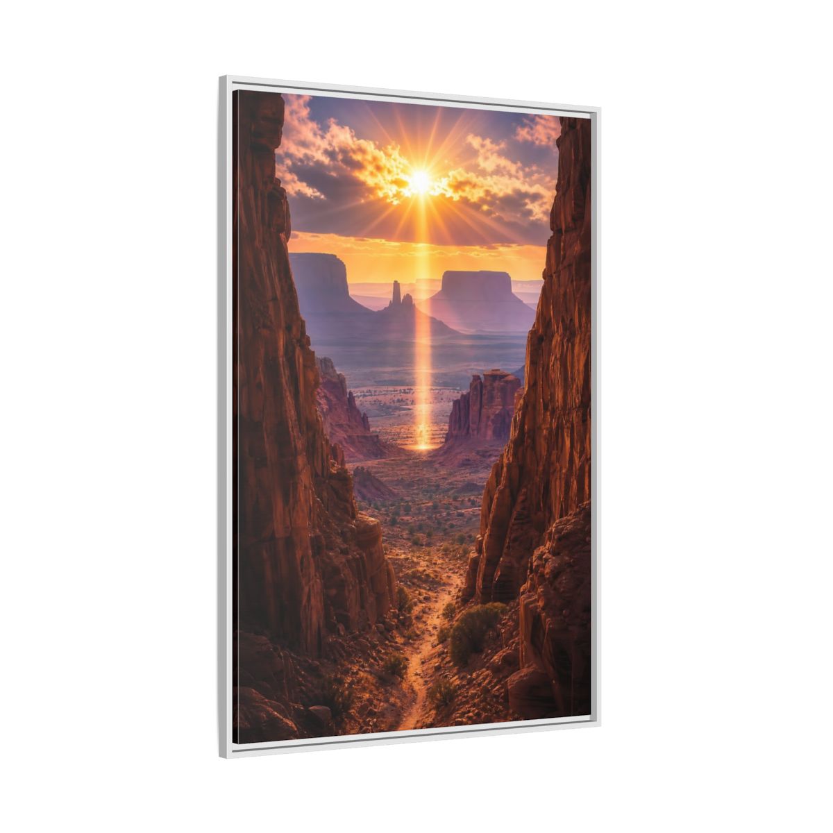 Side Mockup 7. Nature Desert Landscape Desert Sunset Canyon shown as stretched canvas wall art