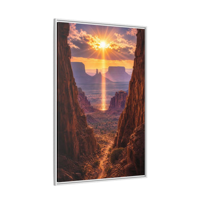 Side Mockup 7. Nature Desert Landscape Desert Sunset Canyon shown as stretched canvas wall art