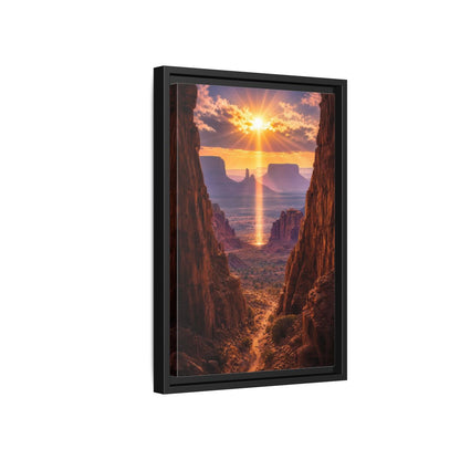Side Mockup 6. Nature Desert Landscape Desert Sunset Canyon shown as stretched canvas wall art