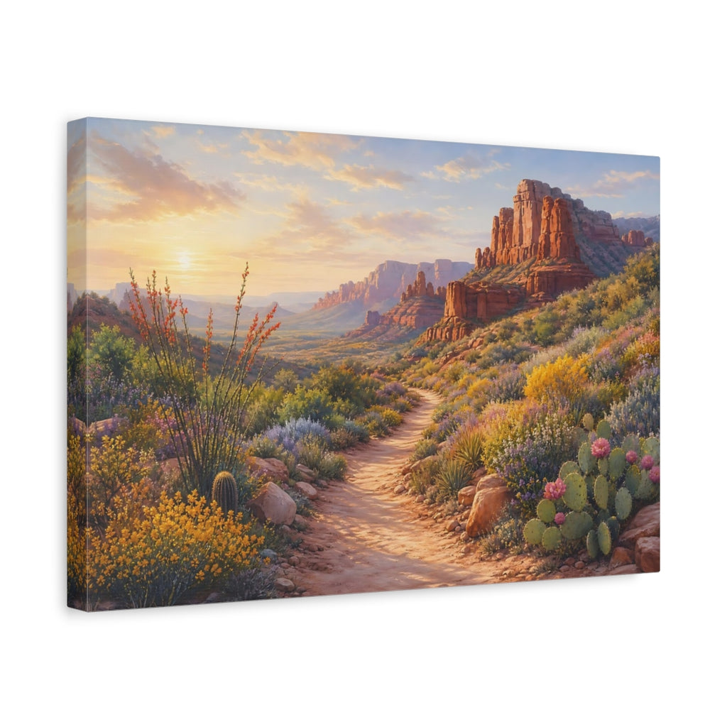 Side Mockup 4. Nature Desert Landscape Desert Sunset Colors shown as stretched canvas wall art