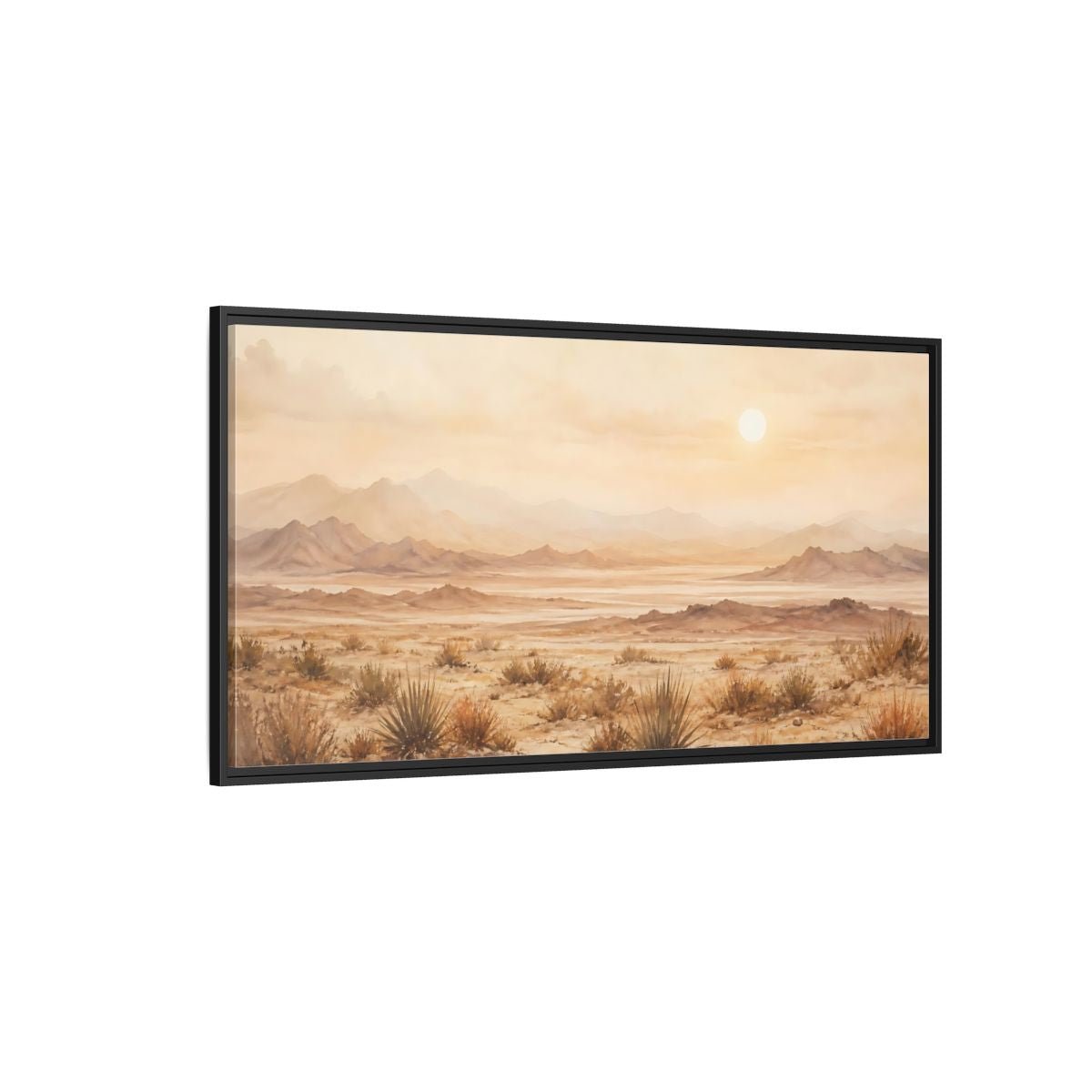 Side Mockup 5. Nature Desert Landscape Desert Sunset shown as stretched canvas wall art