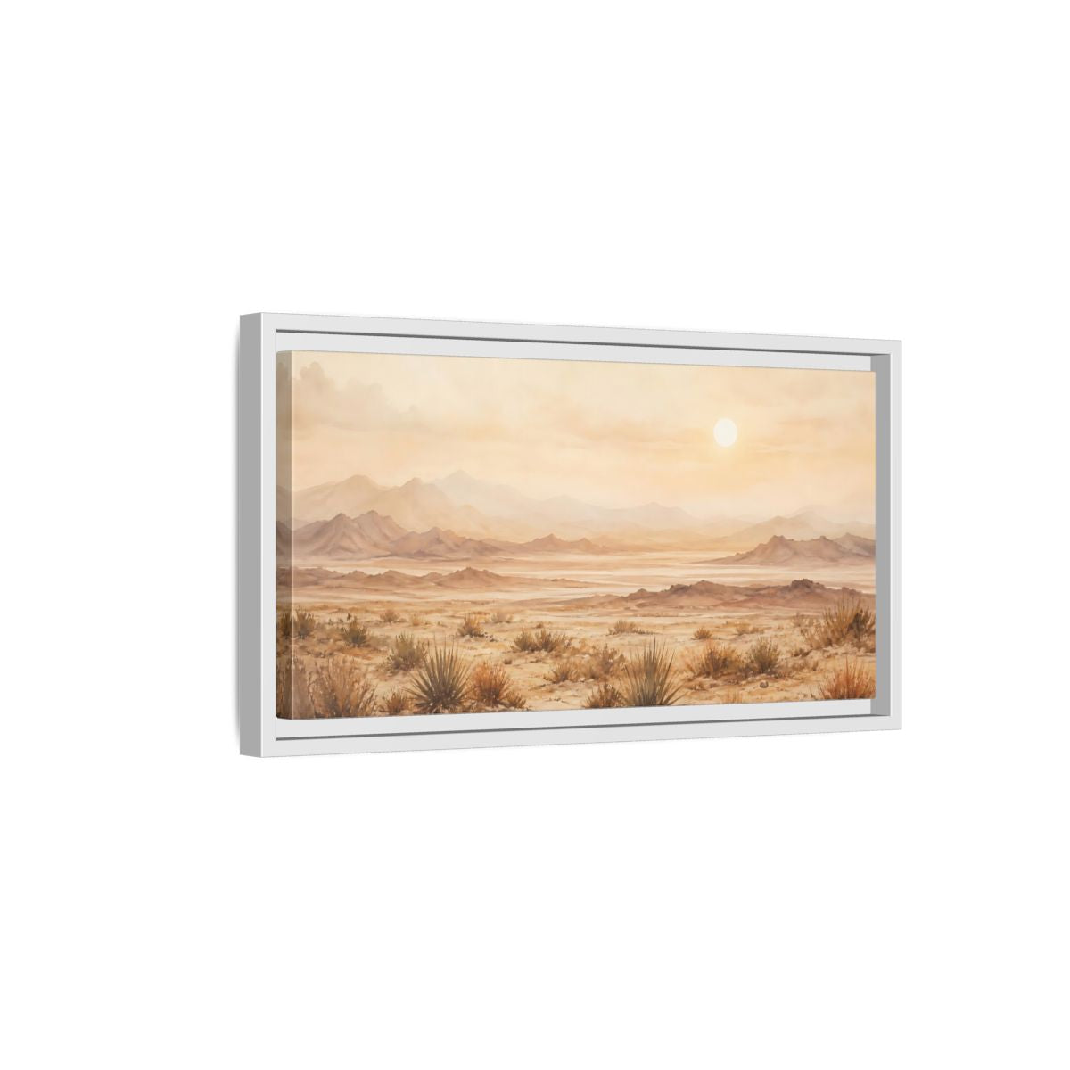 Side Mockup 6. Nature Desert Landscape Desert Sunset shown as stretched canvas wall art