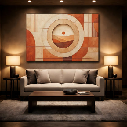 Mockup 2. Nature Desert Landscape Terracotta Abstract shown as stretched canvas wall art