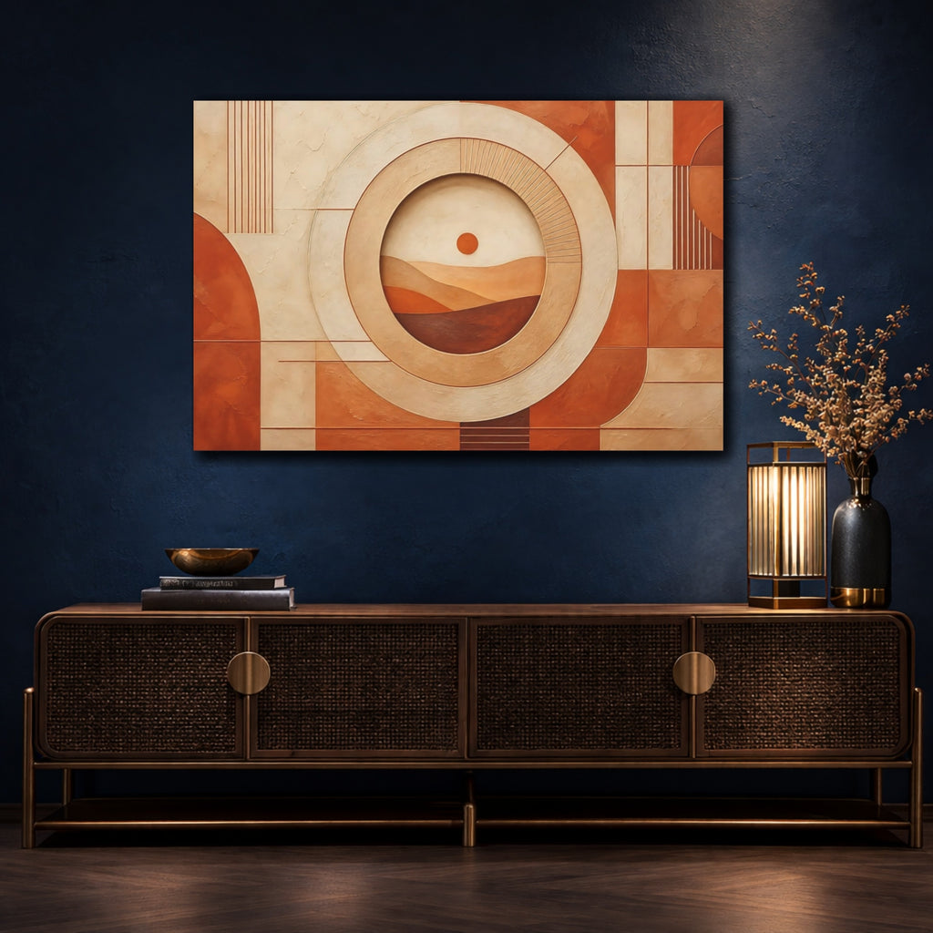 Mockup 4. Nature Desert Landscape Terracotta Abstract shown as stretched canvas wall art