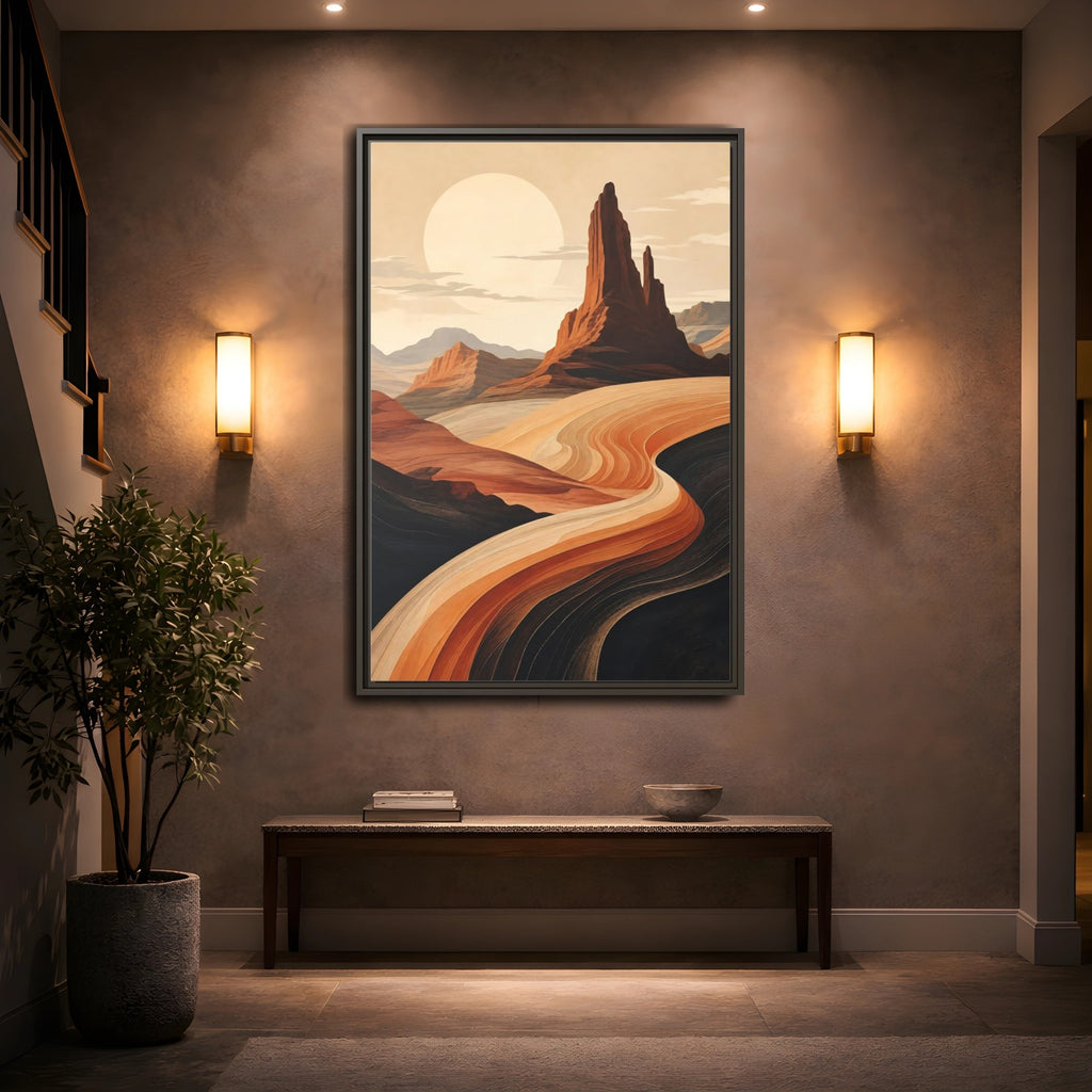 Mockup 2. Nature Desert Landscape Warm Desert Landscape shown as stretched canvas wall art