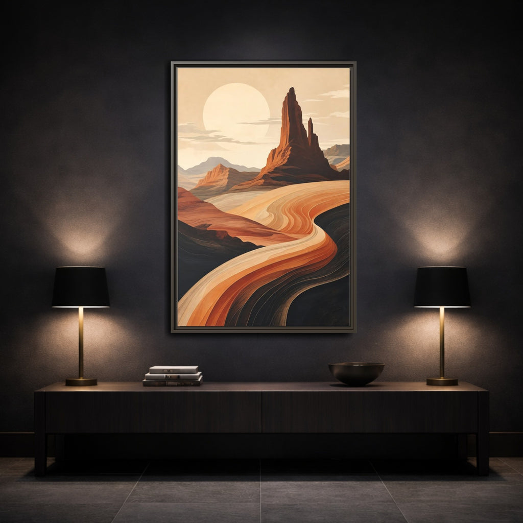 Mockup 3. Nature Desert Landscape Warm Desert Landscape shown as stretched canvas wall art