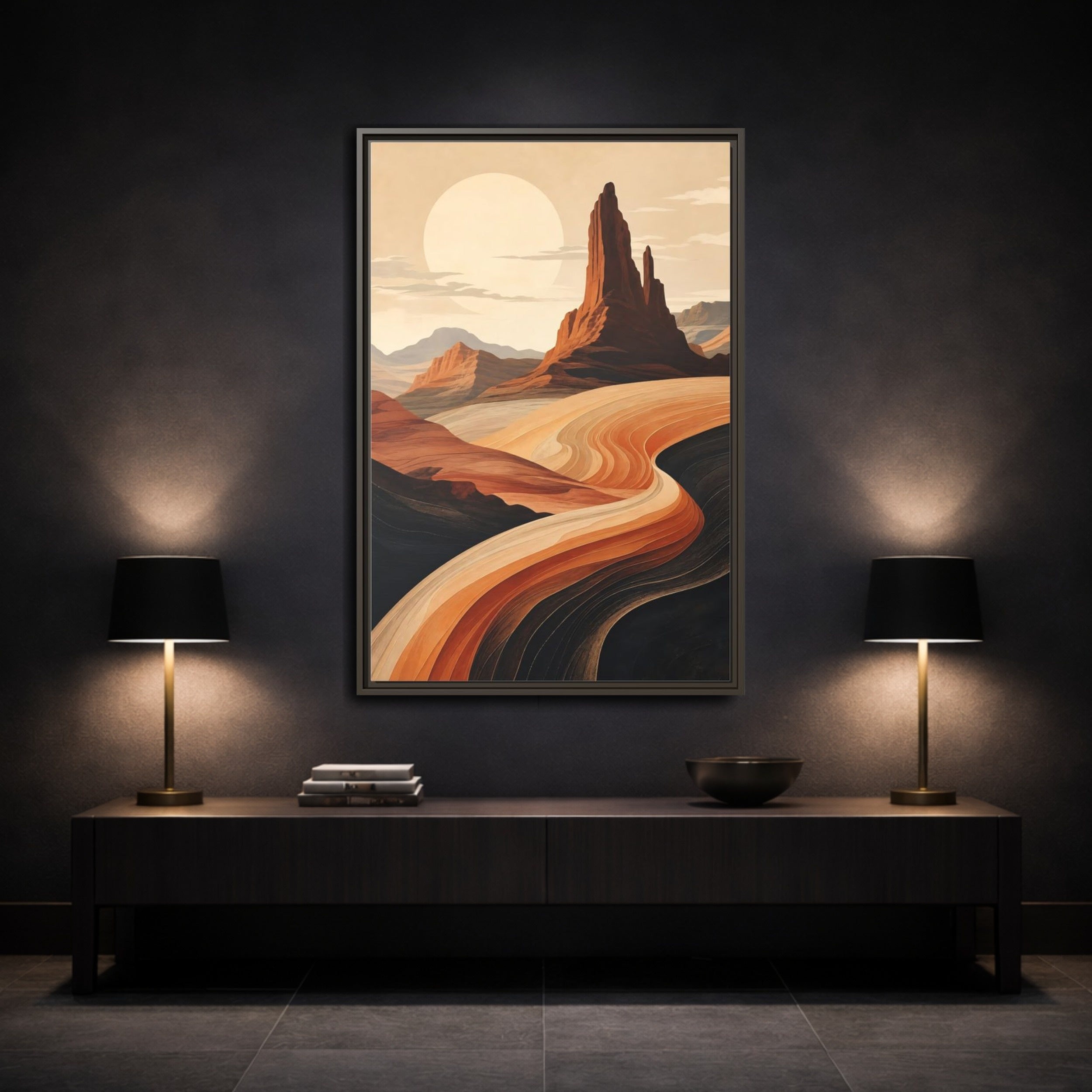 Mockup 3. Nature Desert Landscape Warm Desert Landscape shown as stretched canvas wall art