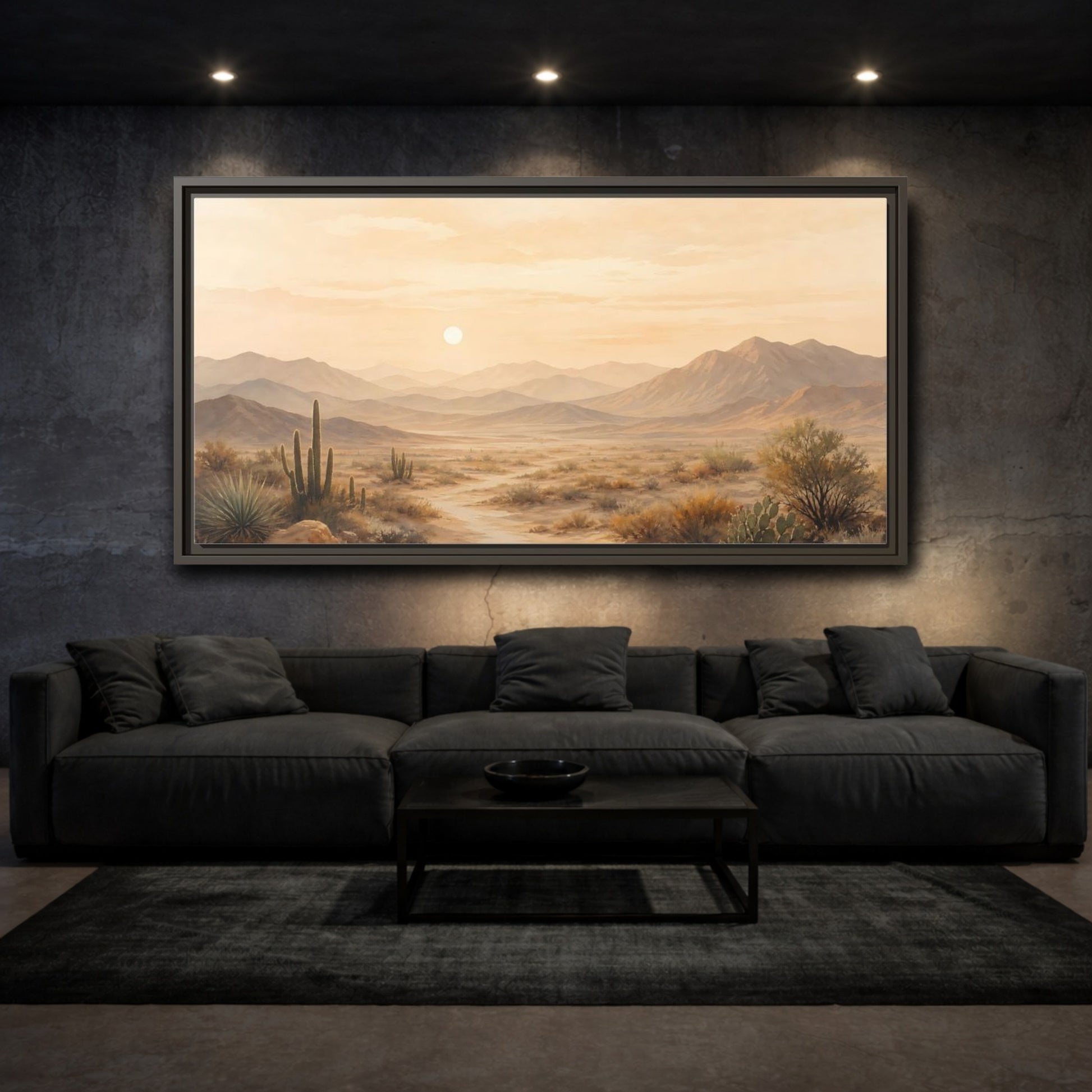 Mockup 3. Nature Desert Landscape Warm Desert Landscape shown as stretched canvas wall art