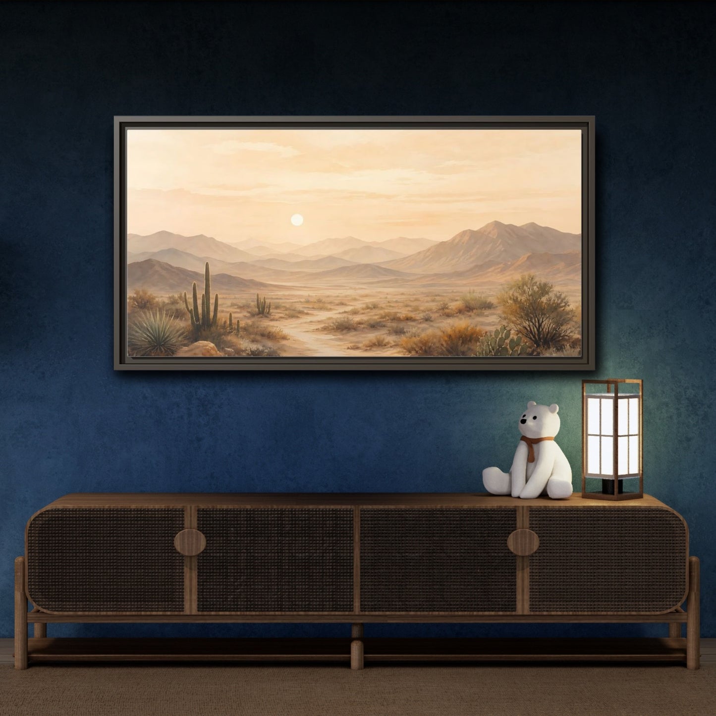 Mockup 4. Nature Desert Landscape Warm Desert Landscape shown as stretched canvas wall art