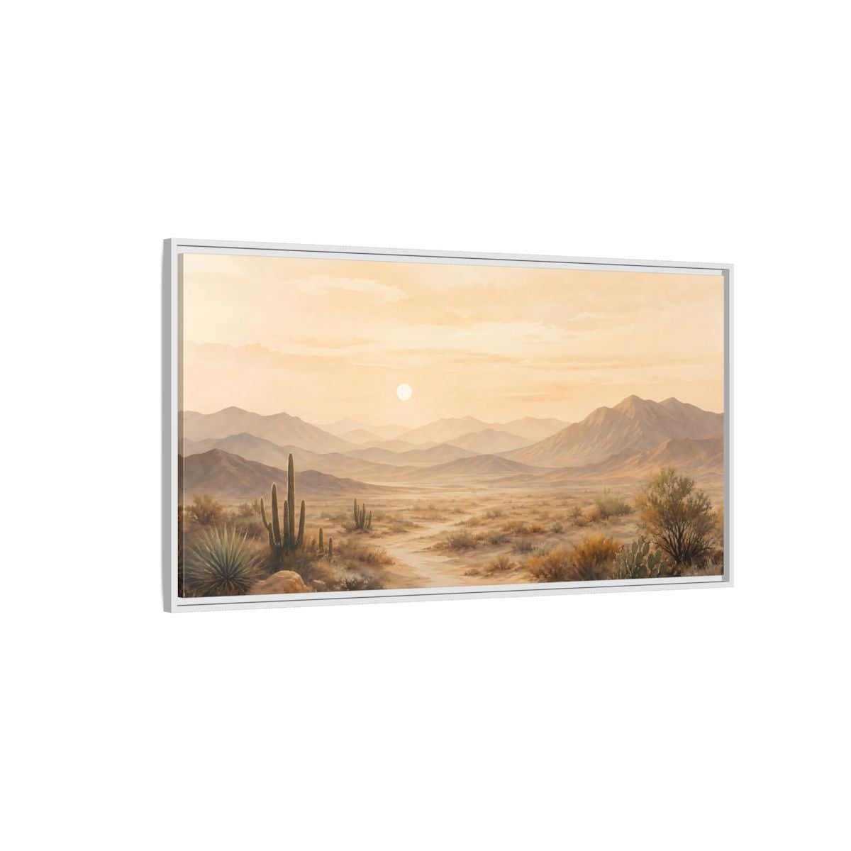 Side Mockup 3. Nature Desert Landscape Warm Desert Landscape shown as stretched canvas wall art
