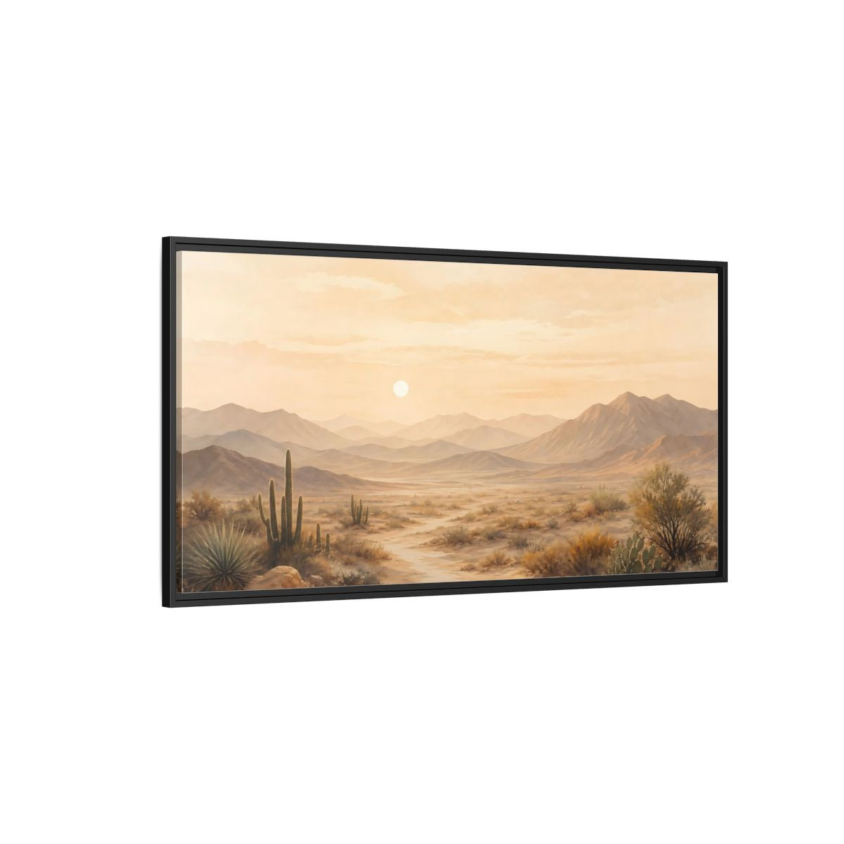 Side Mockup 5. Nature Desert Landscape Warm Desert Landscape shown as stretched canvas wall art