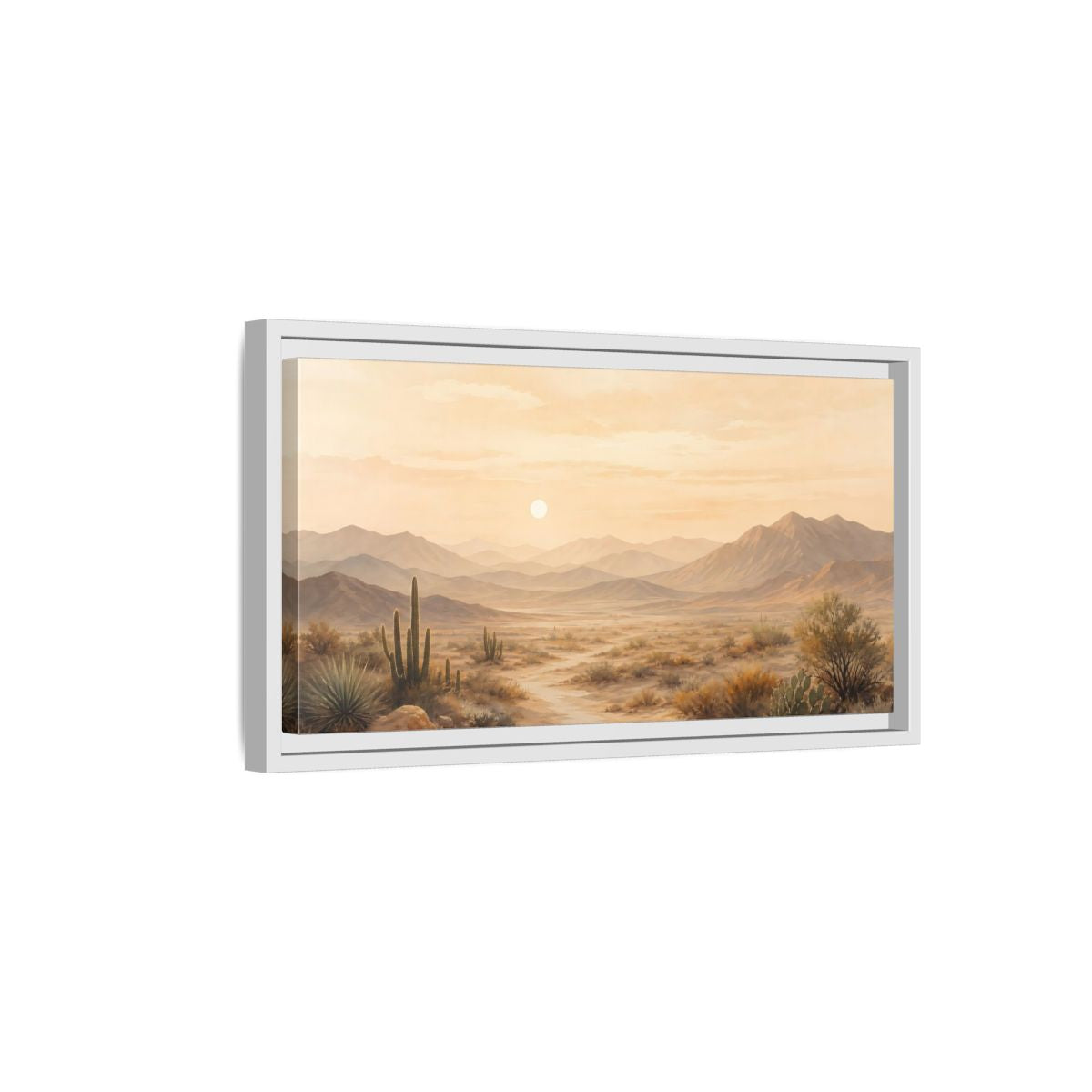 Side Mockup 6. Nature Desert Landscape Warm Desert Landscape shown as stretched canvas wall art