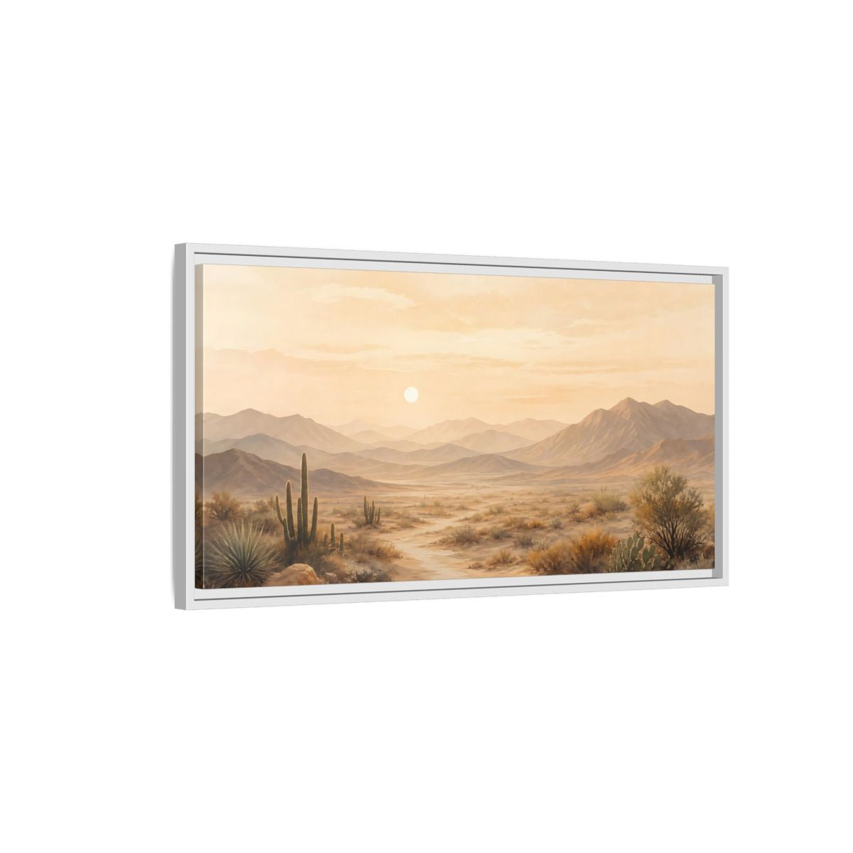 Side Mockup 1. Nature Desert Landscape Warm Desert Landscape shown as stretched canvas wall art