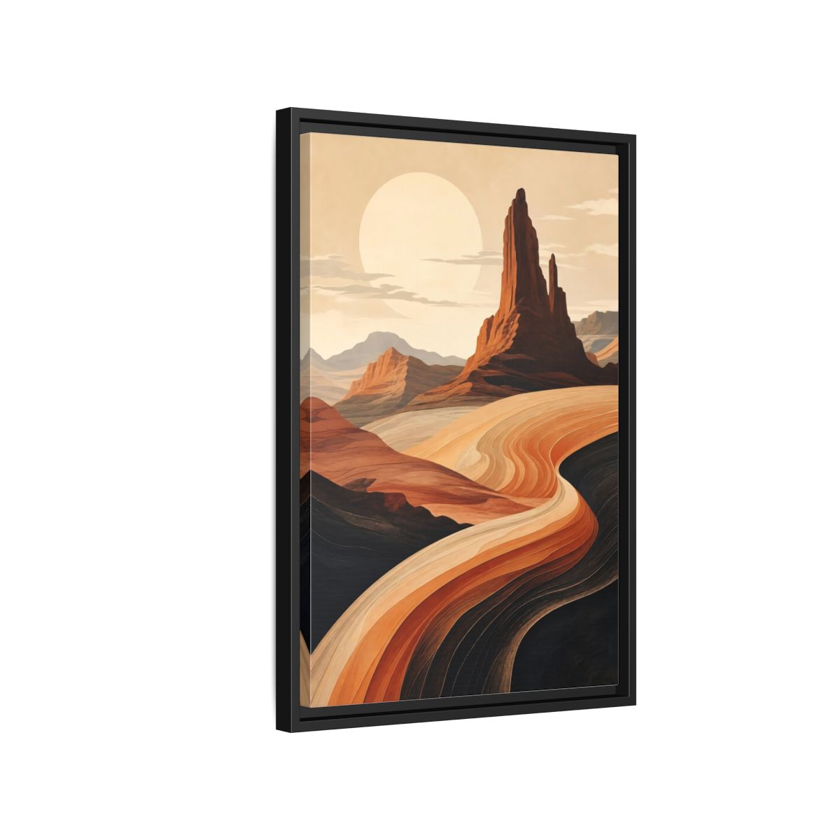 Side Mockup 3. Nature Desert Landscape Warm Desert Landscape shown as stretched canvas wall art