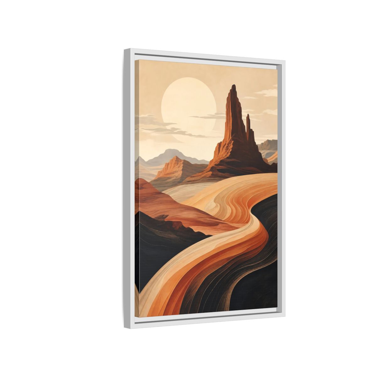 Side Mockup 1. Nature Desert Landscape Warm Desert Landscape shown as stretched canvas wall art