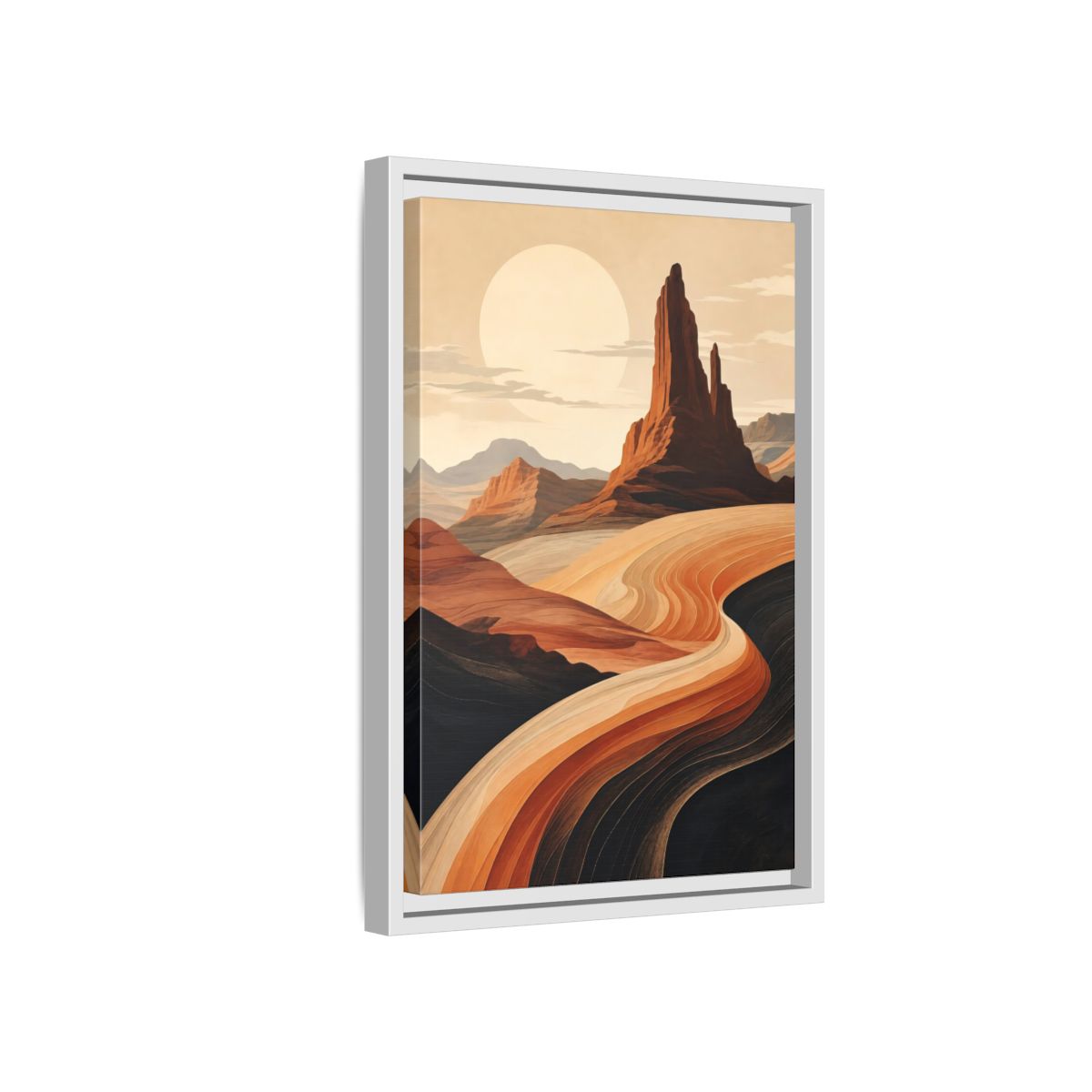 Side Mockup 4. Nature Desert Landscape Warm Desert Landscape shown as stretched canvas wall art