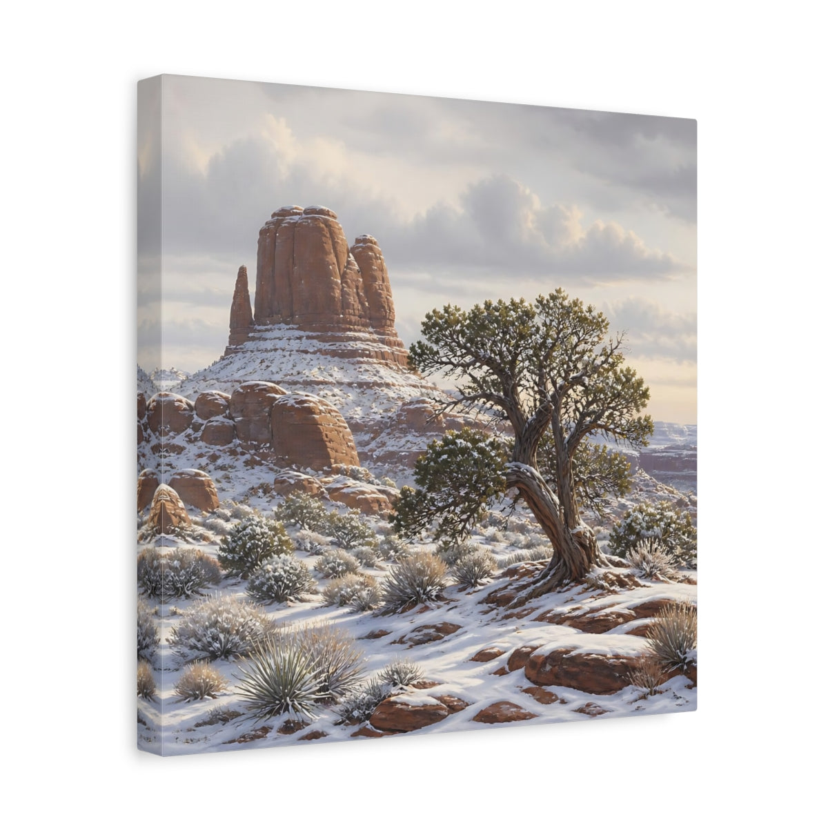 Side Mockup 7. Nature Desert Landscape Winter Desert Landscape shown as stretched canvas wall art