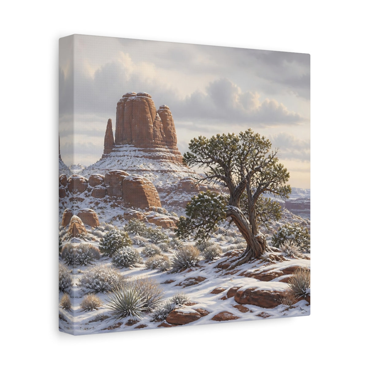 Side Mockup 9. Nature Desert Landscape Winter Desert Landscape shown as stretched canvas wall art