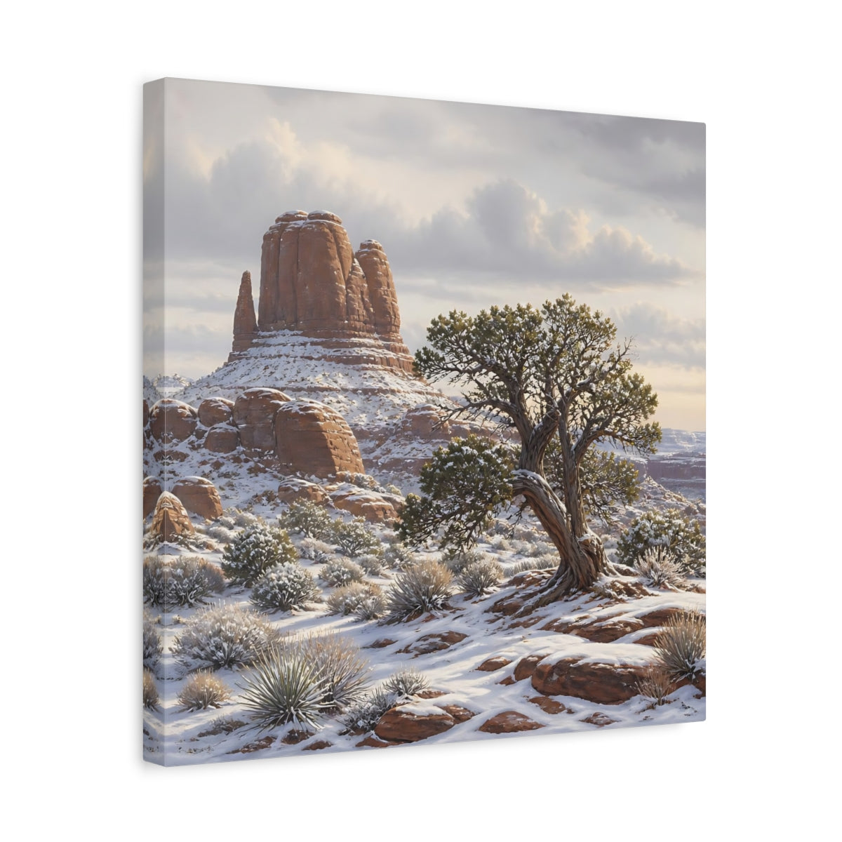Side Mockup 6. Nature Desert Landscape Winter Desert Landscape shown as stretched canvas wall art