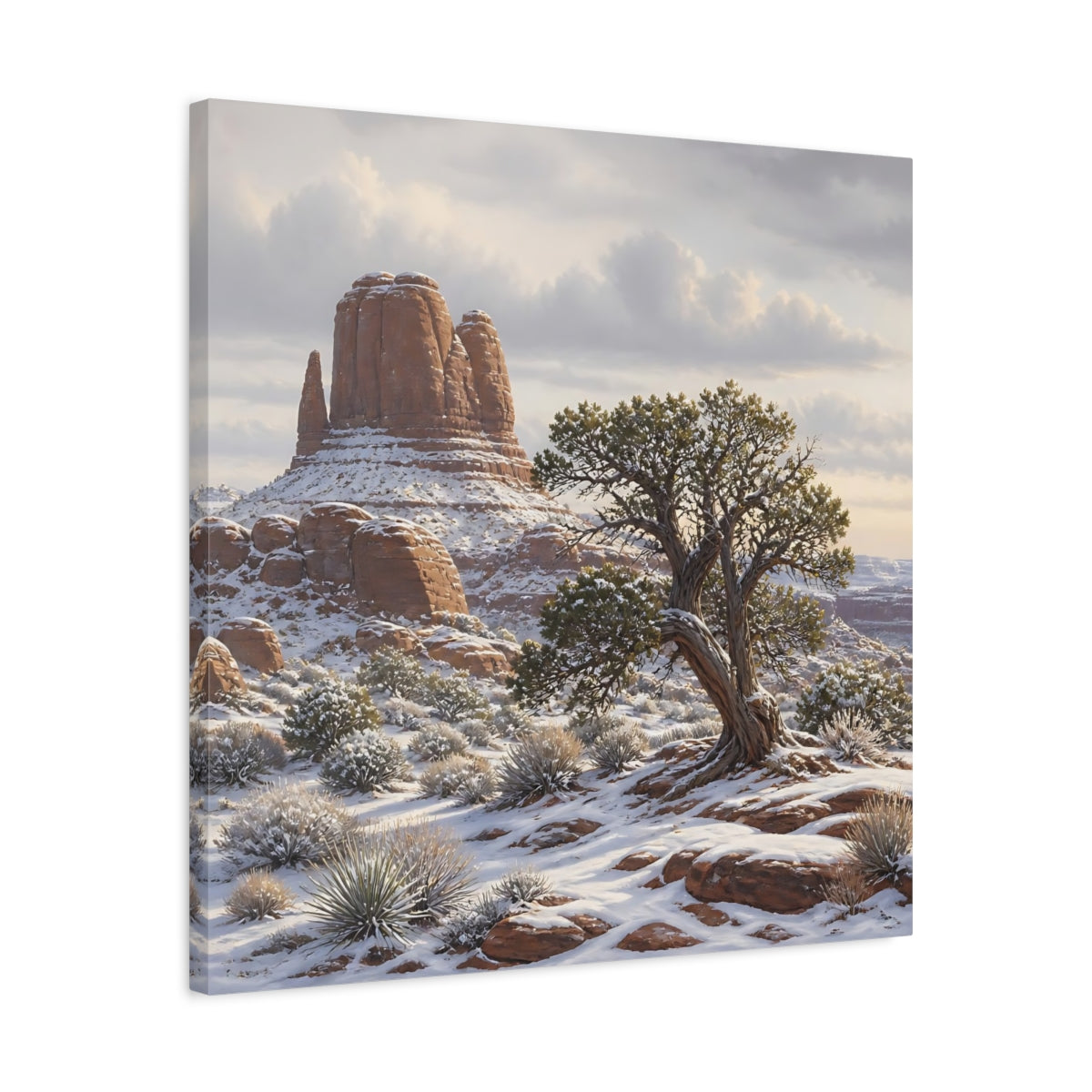Side Mockup 4. Nature Desert Landscape Winter Desert Landscape shown as stretched canvas wall art
