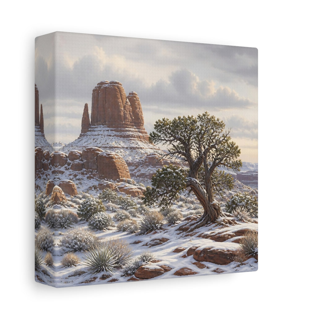 Side Mockup 2. Nature Desert Landscape Winter Desert Landscape shown as stretched canvas wall art