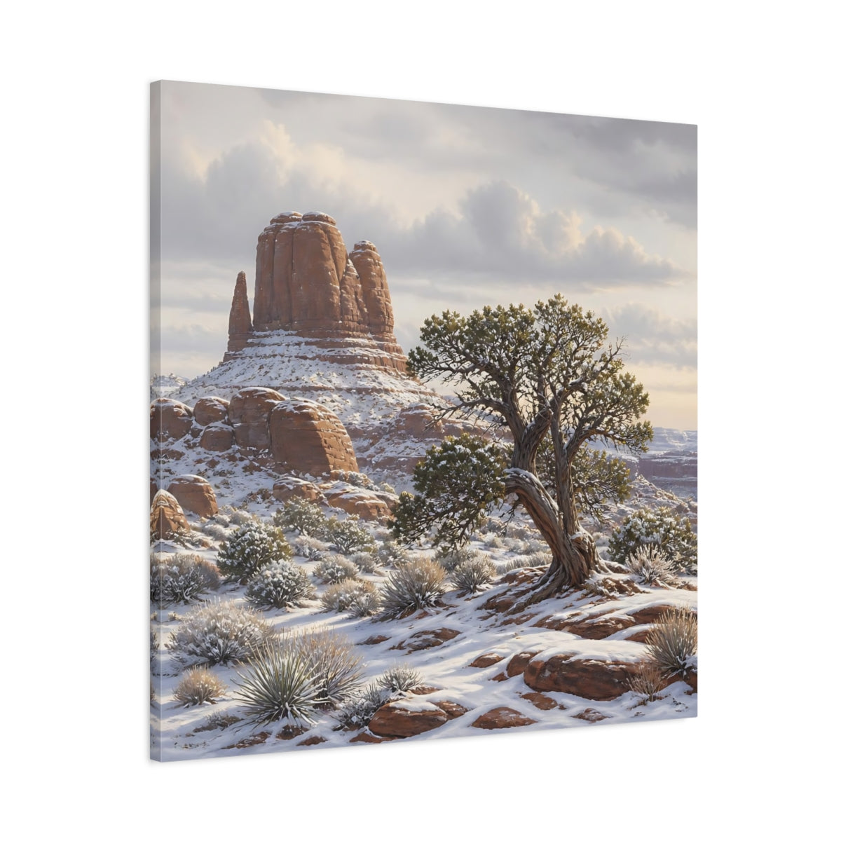 Main Mockup. Nature Desert Landscape Winter Desert Landscape shown as stretched canvas wall art