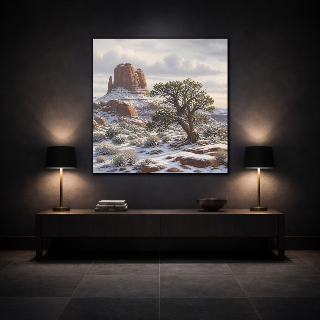 Mockup 3. Nature Desert Landscape Winter Desert Landscape shown as stretched canvas wall art