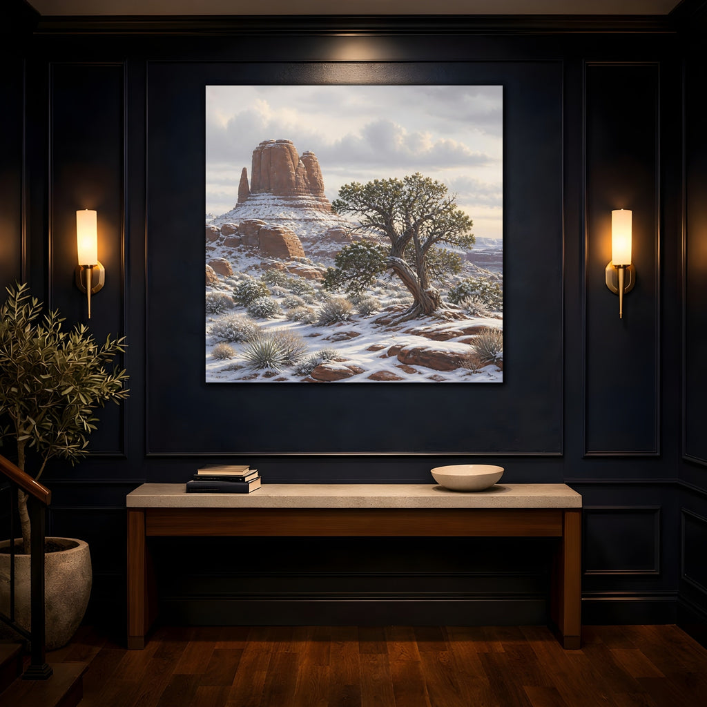 Mockup 4. Nature Desert Landscape Winter Desert Landscape shown as stretched canvas wall art