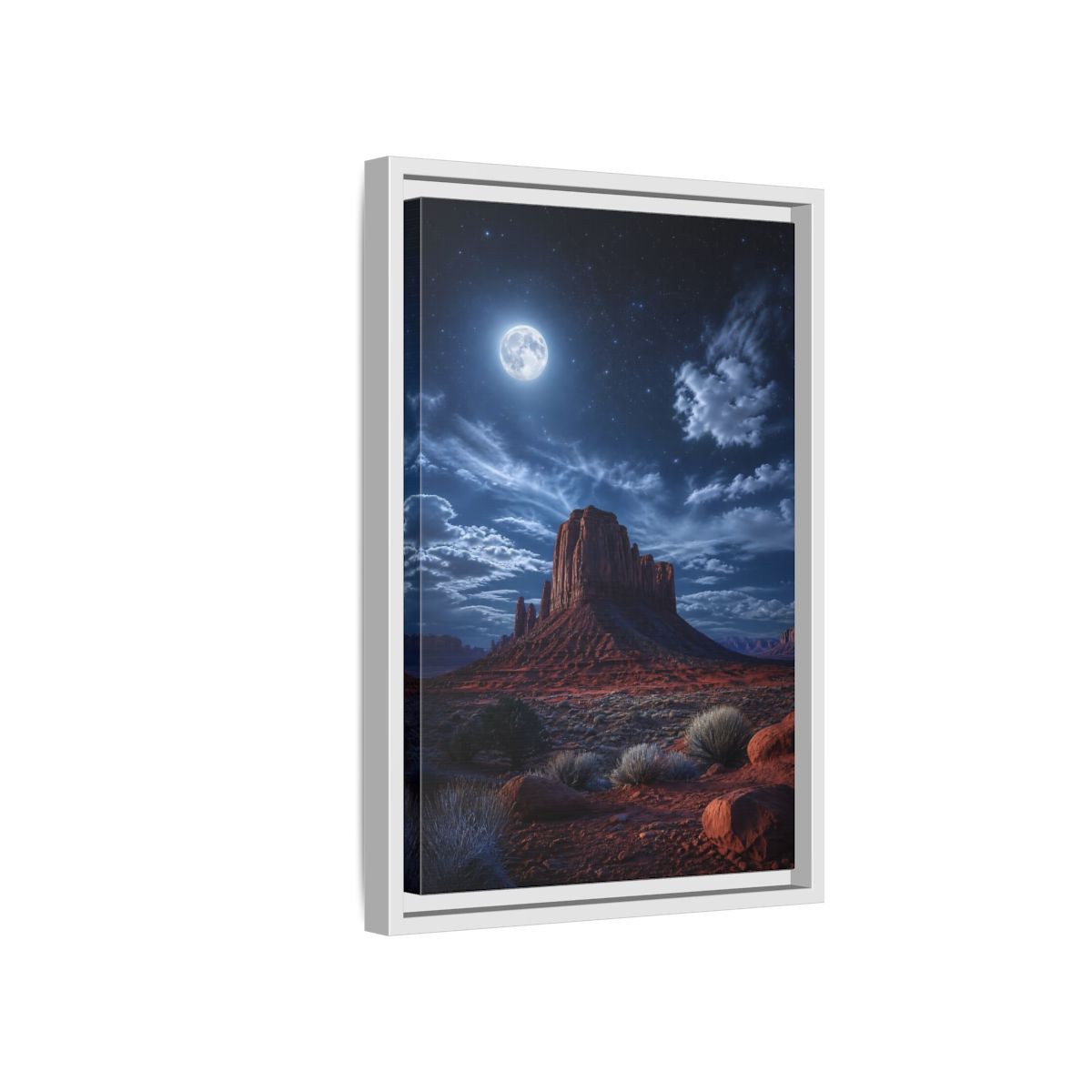 Side Mockup 4. Nature Desert Mesa Red And Blue Night shown as stretched canvas wall art