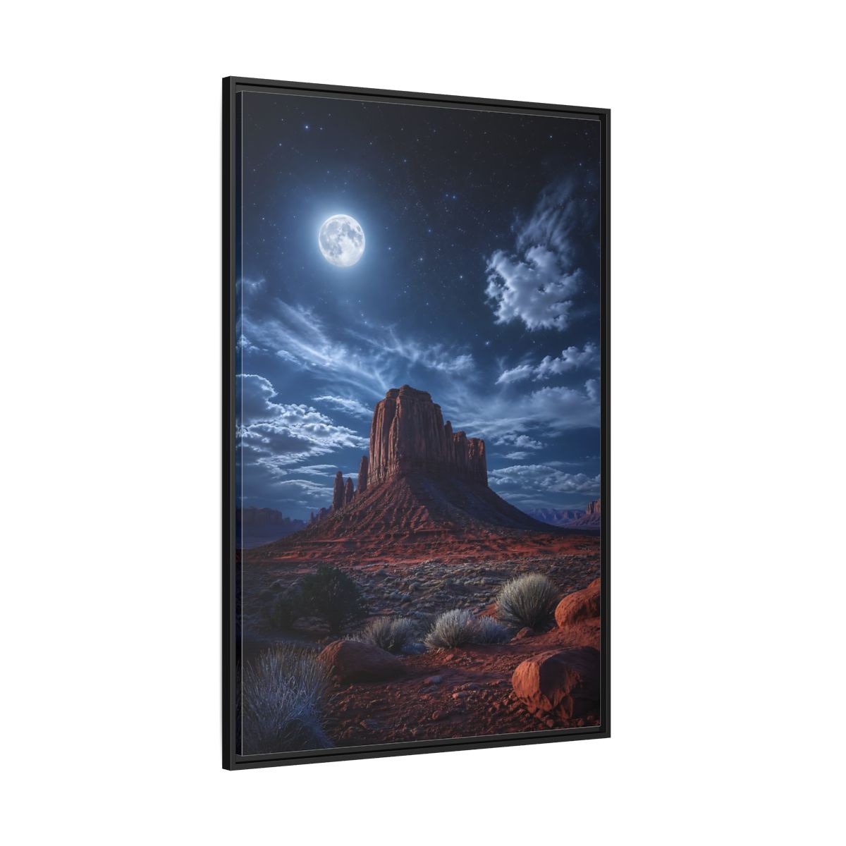 Side Mockup 12. Nature Desert Mesa Red And Blue Night shown as stretched canvas wall art