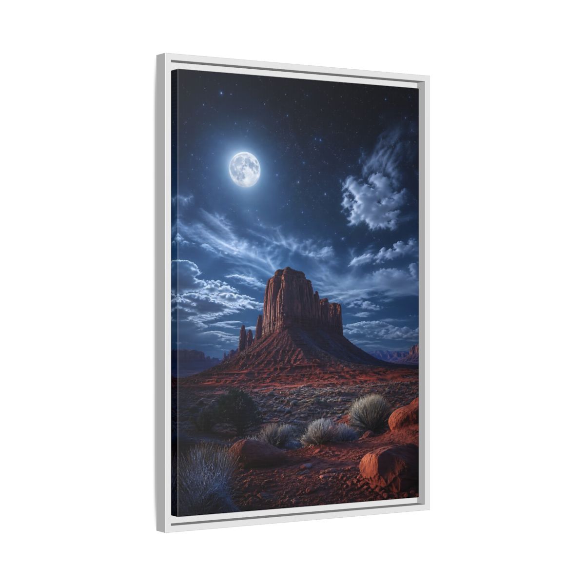 Side Mockup 10. Nature Desert Mesa Red And Blue Night shown as stretched canvas wall art
